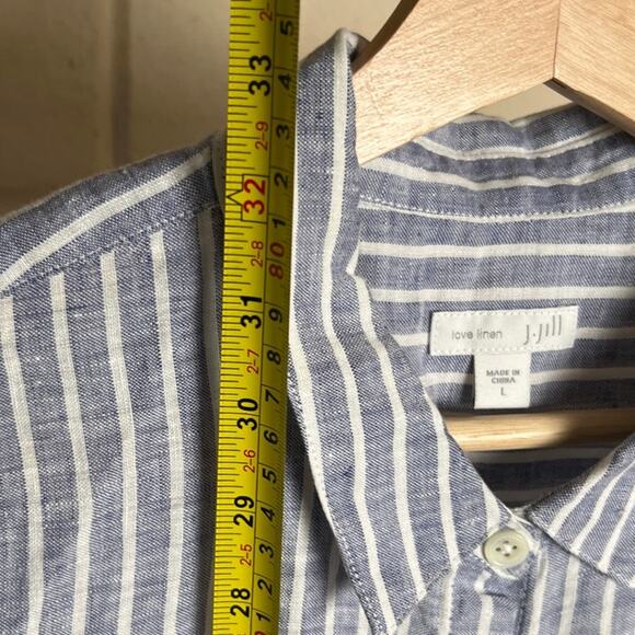 J. Jill Linen Striped Button Down Women Sleeveless Blue White Large - Picture 3 of 7